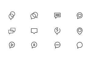 bubble chat line set collection, an Outline Icon by devastd