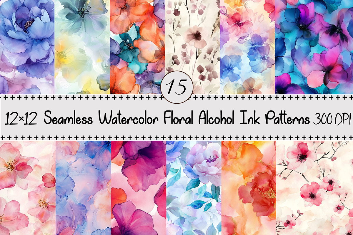 Floral Alcohol Ink Patterns, a Pattern Graphic by Design Market (Photo 1 of 4)