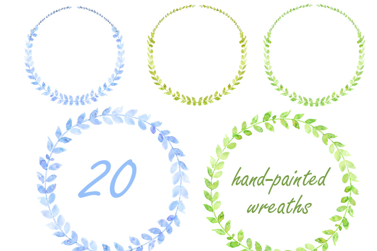 Watercolor clipart Wreaths, a Decorative Illustration by AqwaColor (Photo 3 of 3)