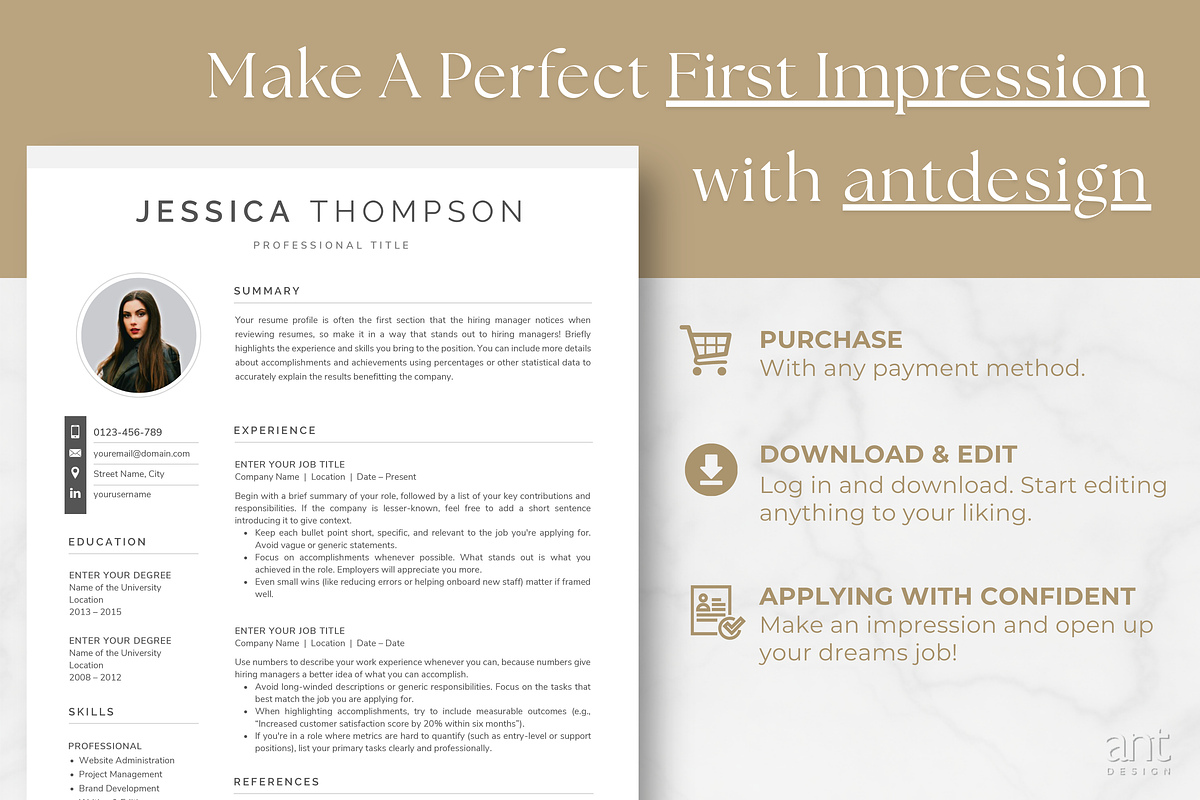 Modern Resume Template - Jessica, a Resume Template by AntDesignStudio (Photo 9 of 9)