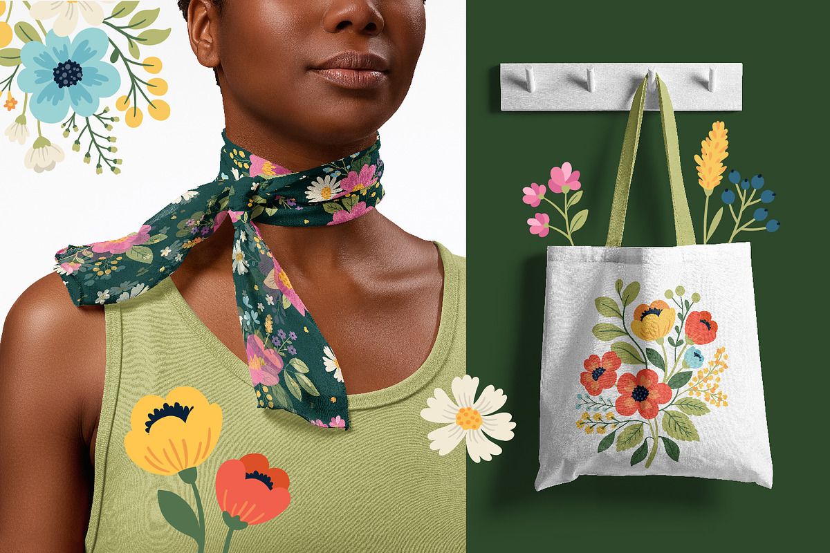 Spring Florals | Clipart and Pattern, a Decorative Illustration by Leysan Shayak (Photo 4 of 12)