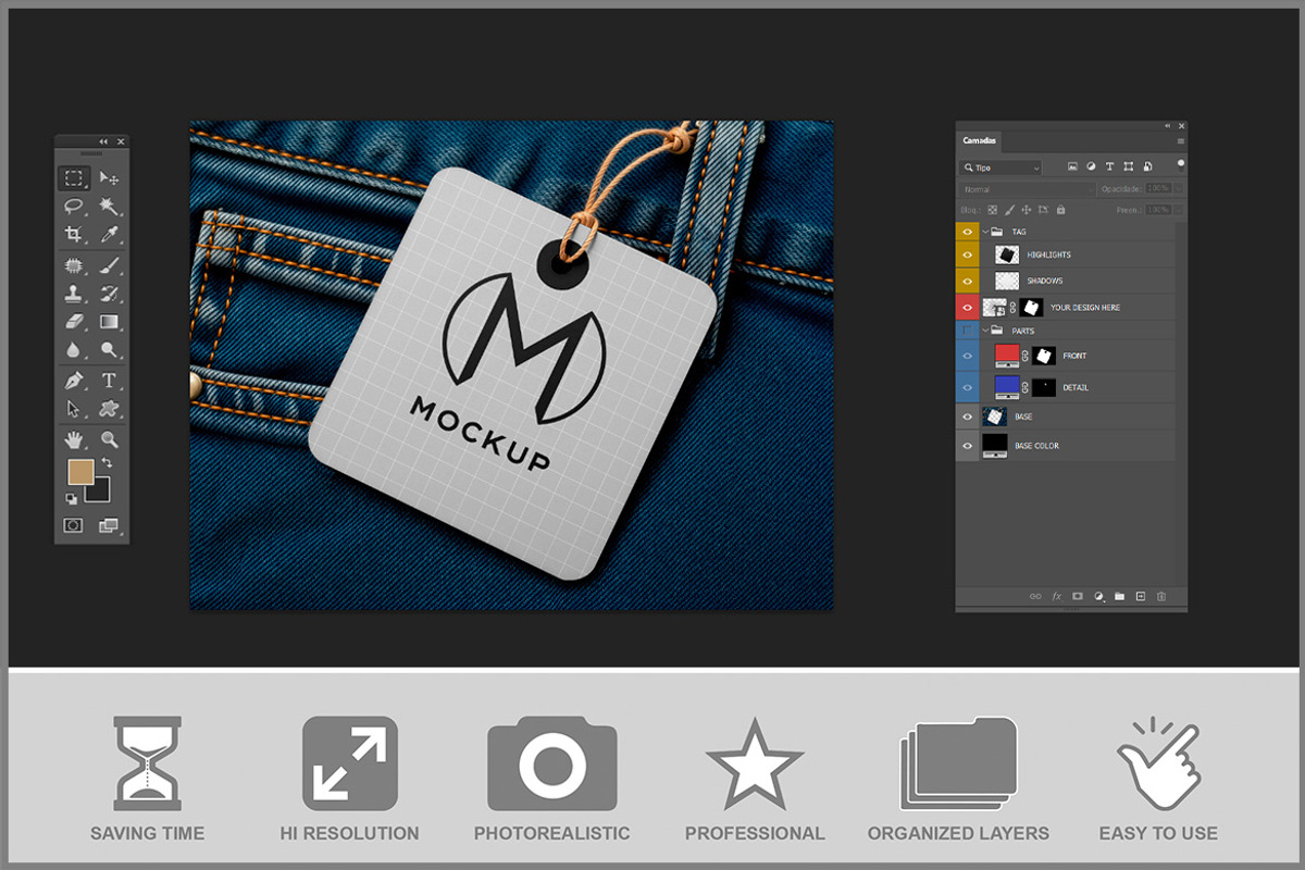 Denim Garment Hang Tag PSD, a Product Mockup by Bruno's Shop (Photo 2 of 3)