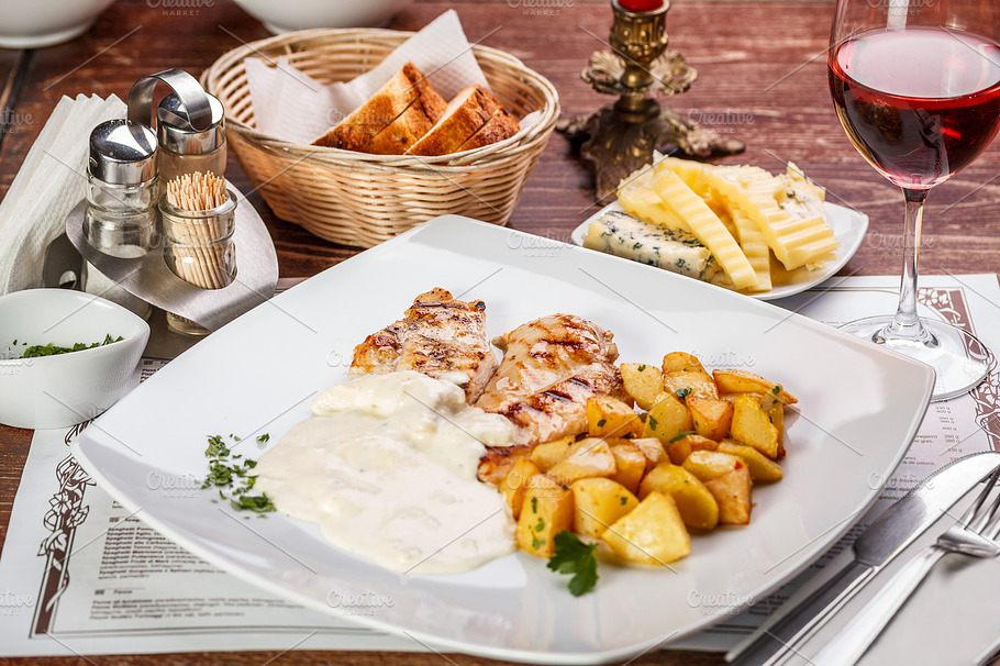 Grilled Chicken Breast Containing Barbeque Bbq And Boiled