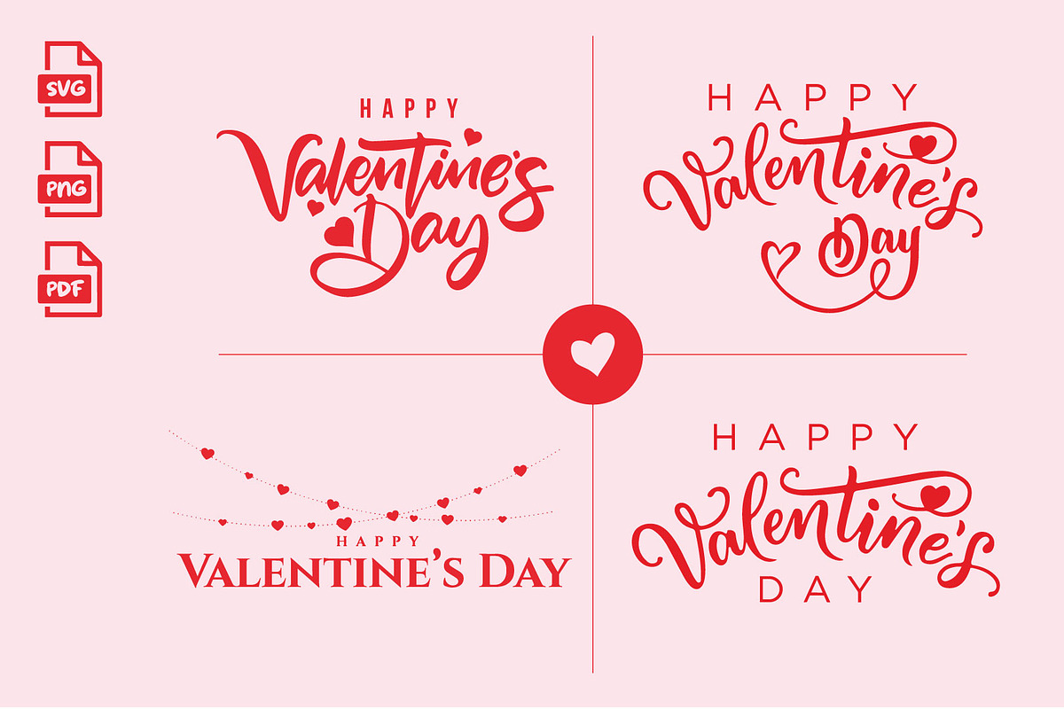 Valentines Day Typography Bundle, a Social Media Template by SaaDesigns