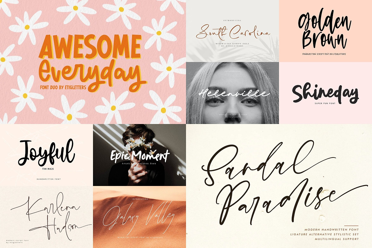 SALE - Font Bundle 50 Fonts, a Script Font by etigletters (Photo 2 of 5)