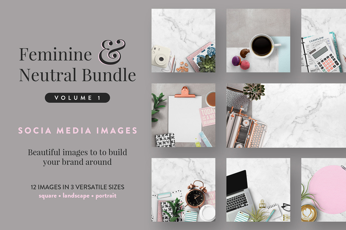 Feminine & Neutral Bundle Vol 1, a Social Media Template by Garlic Friday Design (Photo 1 of 6)