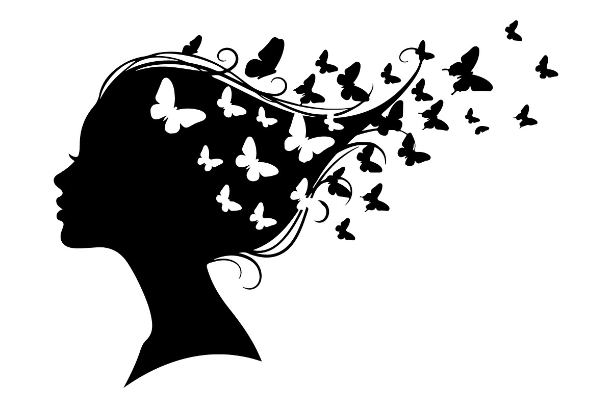 Woman Butterfly Hair Silhouette, an Object Illustration by yasushie (Photo 13 of 31)
