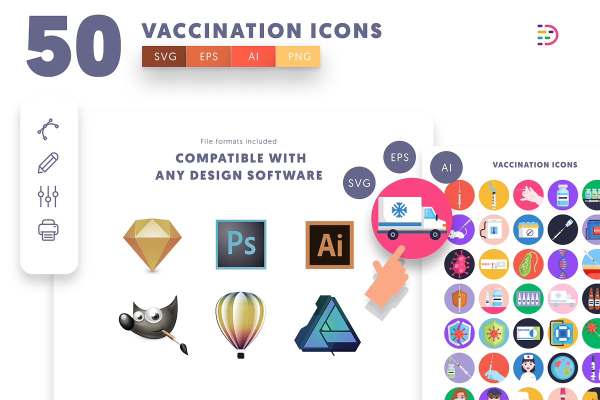 50 Vaccination Icons, an Outline Icon by Dighital (Photo 9 of 10)