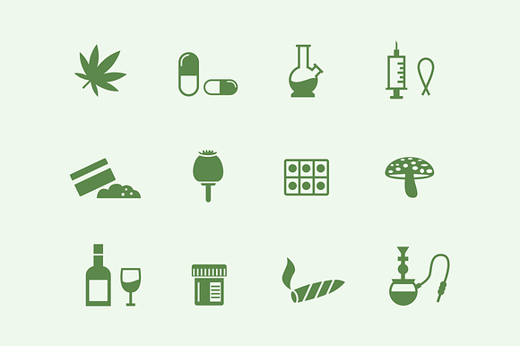 12 Drugs And Narcotics Icons