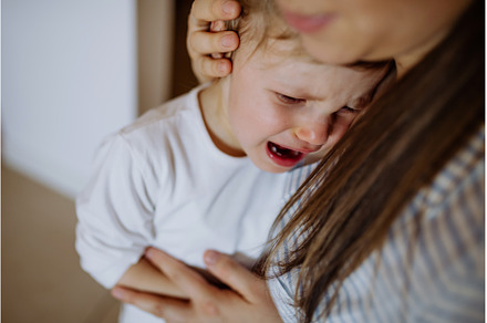 Mother consoling her little upset, a Person Photo by HalfPoint