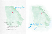 Watercolor Map of Georgia, an Illustration by Beloved Paper (Thumbnail 3 of 6)
