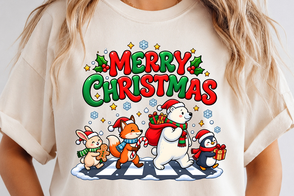 Cute Animals Merry Christmas PNG, an Object Graphic by Zahyl Studio (Photo 2 of 7)