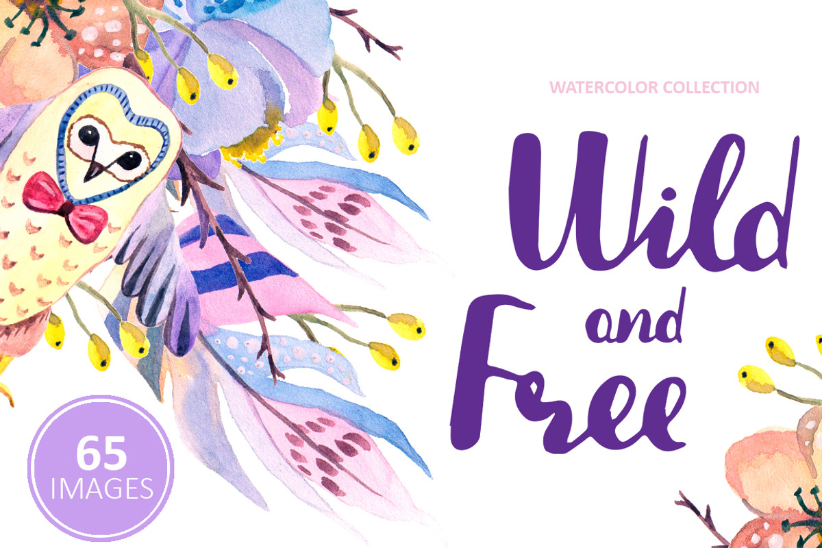 Wild and Free - Boho watercollor set, an Object Graphic by Kseniya_design (Photo 1 of 14)