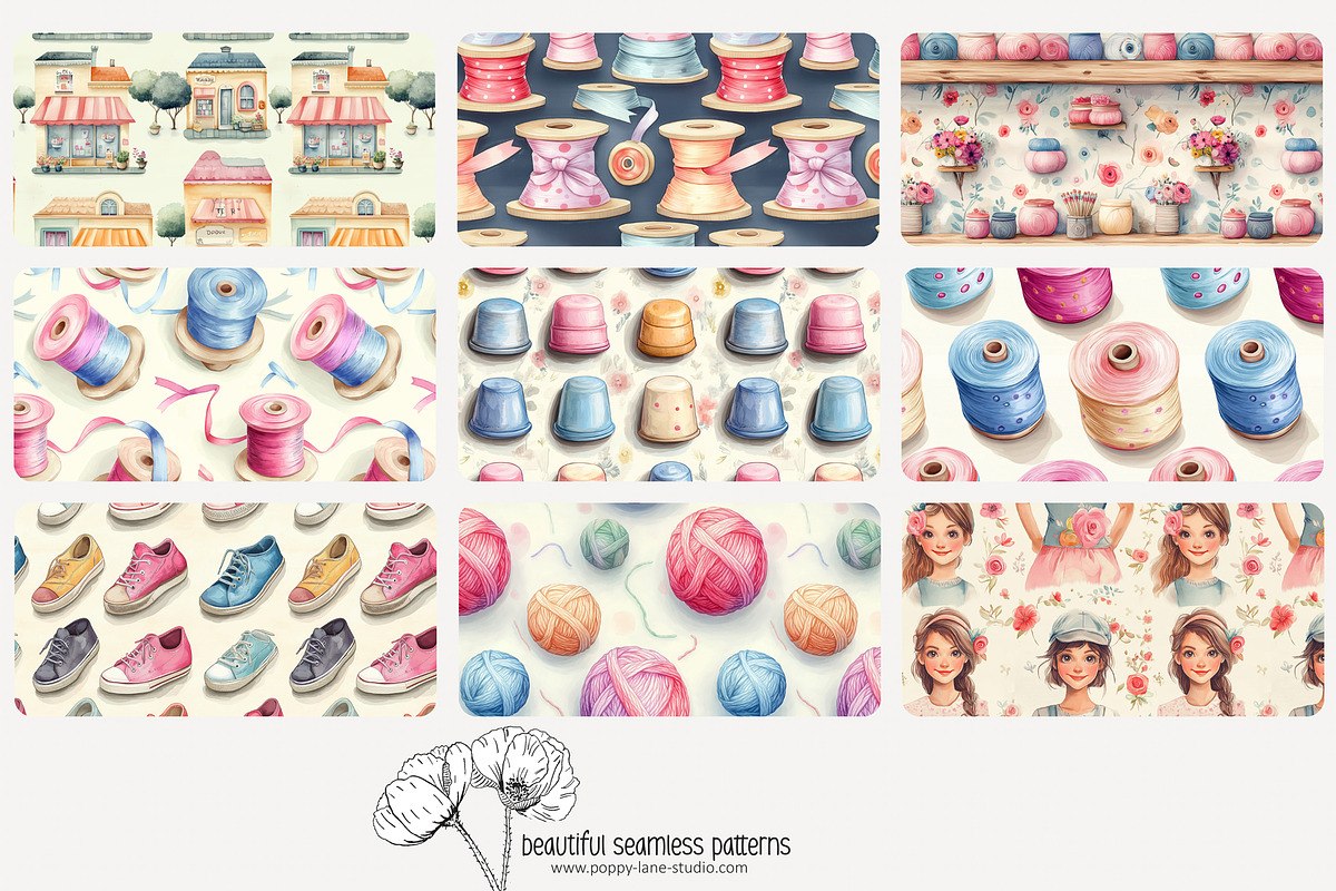 80 seamstress seamless pattern, a Pattern Graphic by Poppy Lane Studio (Photo 8 of 11)