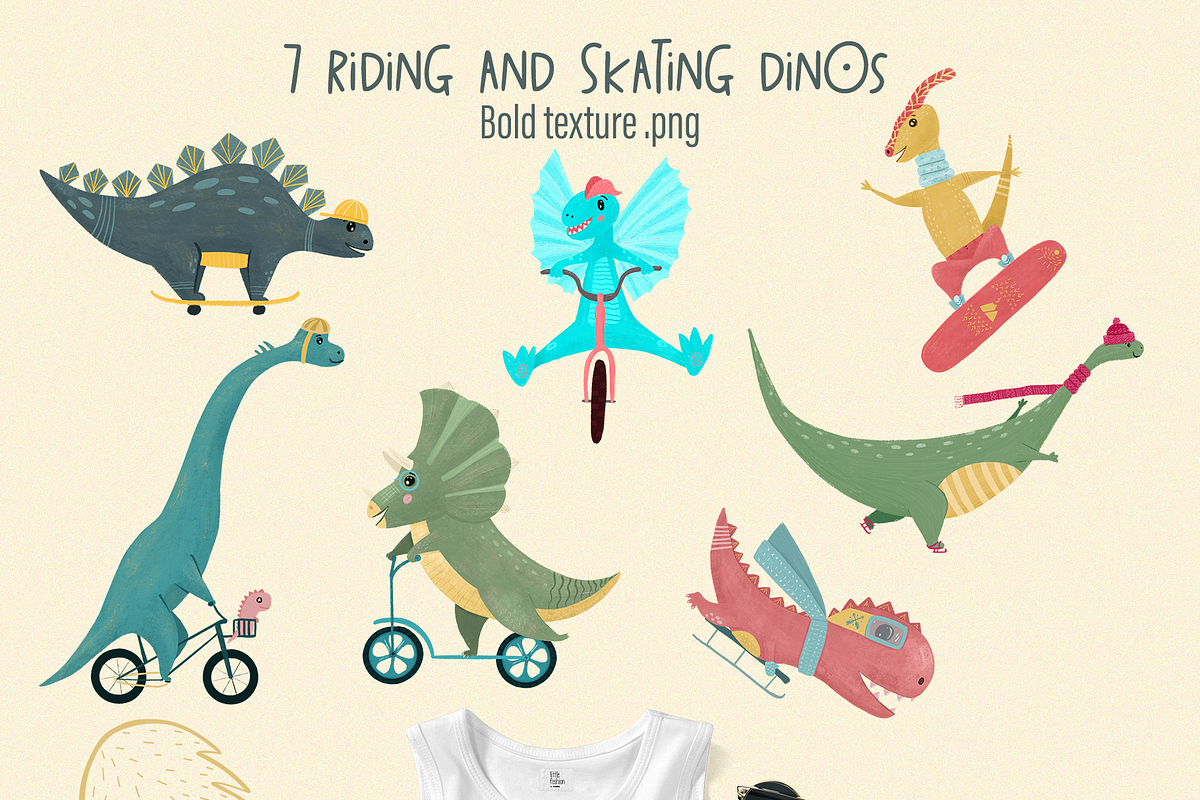 Cute Dinosaurs – Clipart & Patterns, an Animal Illustration by PenguinArtStudio (Photo 2 of 11)