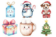 Cute Christmas Watercolor Clipart, an Illustration by Daily.Designs (Thumbnail 4 of 5)