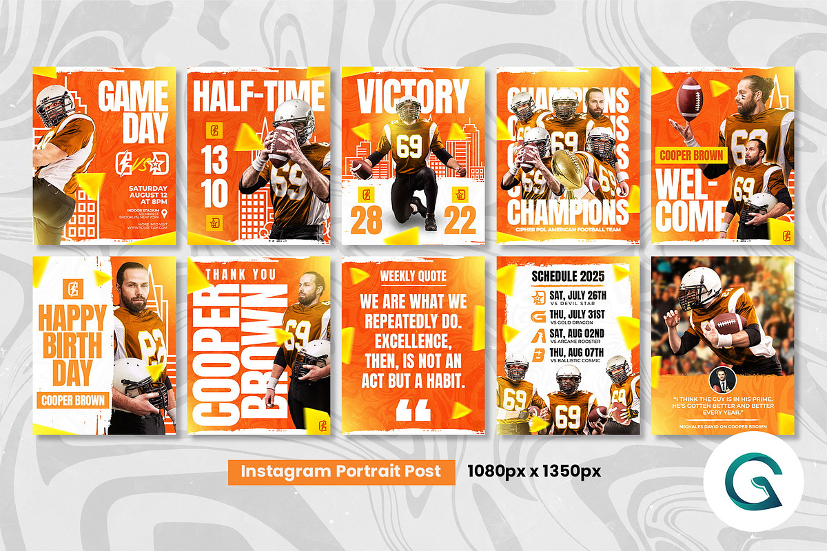 American Football Social Media Pack, a Social Media Template by Geelator Studio (Photo 2 of 5)