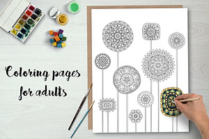 Ethnic Flowers Coloring Book