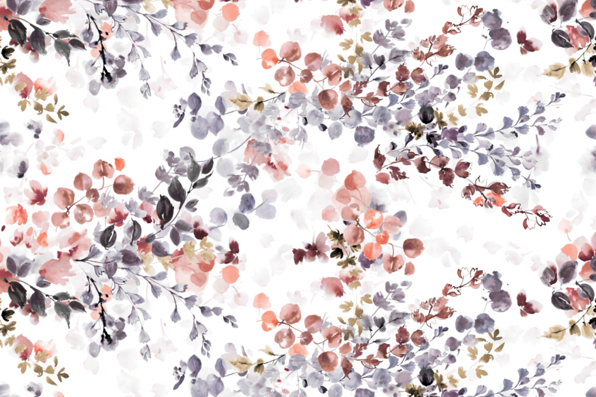 Winter Watercolor Floral pattern., a Decorative Illustration by pixel stock ( pattern ) (Photo 4 of 5)
