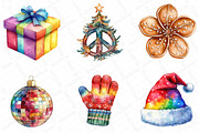 Watercolor Groovy Christmas Clipart, an Illustration by DreamPrint404 (Thumbnail 2 of 6)