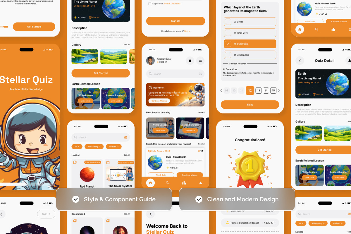 Stellar Quiz - Space Academy Quiz UI, an App Template by twinstd (Photo 4 of 5)