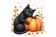 Pumpkins with Black Cats, an Animal Illustration by Bloom Craft Creations (Thumbnail 3 of 12)