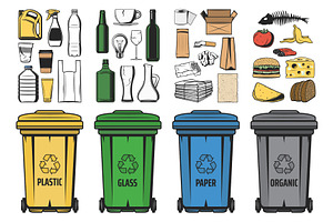 Waste Bins Of Sorted Garbage