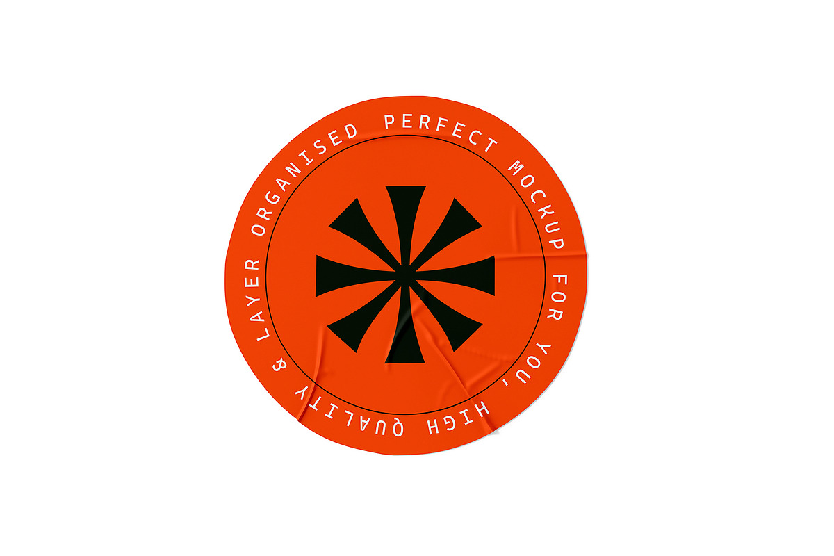 Crumpled Circle Paper Sticker Mockup, a Product Mockup by graphypix (Photo 1 of 4)