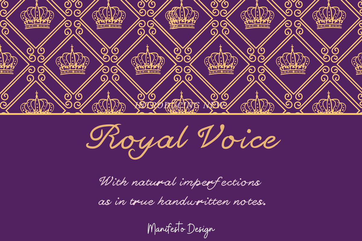 Royal Voice Font, a Script Font by Manifesto Design Gallery (Photo 2 of 22)