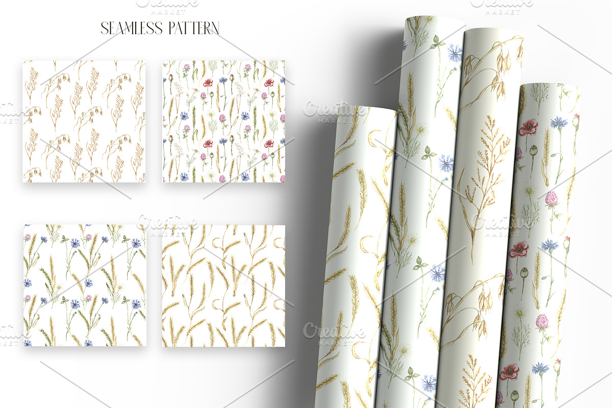 Watercolor Wheat & Field Flora, a Decorative Illustration by MayaNavits (Photo 6 of 13)