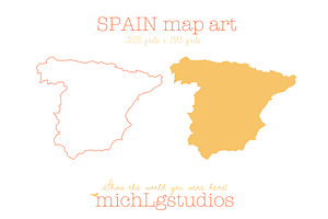 Spain map art PNG