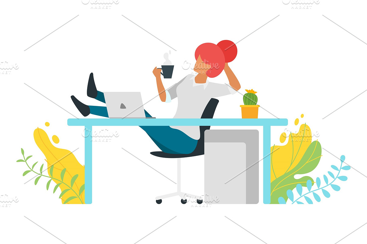 Coffee break concept business, a Person Illustration by Cartoon time!