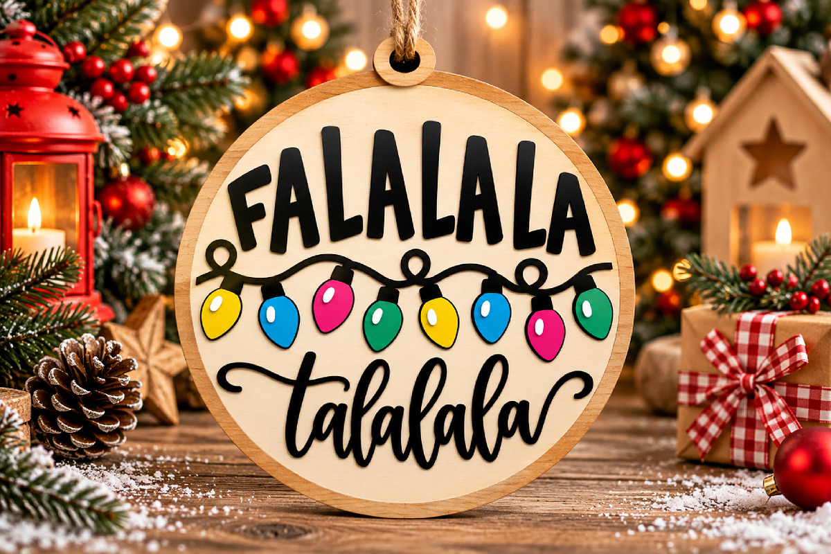 Christmas Falalala SVG Laser Cut, a Seasonal Illustration by Canvas Craft (Photo 2 of 6)