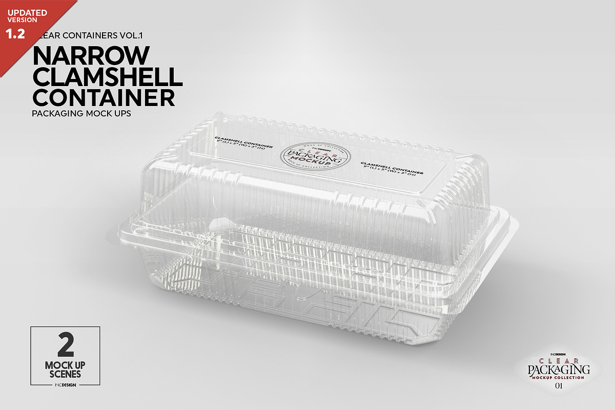 Narrow Clamshell Container Mockup, a Cups & Container Mockup by INCDesign (Photo 2 of 11)