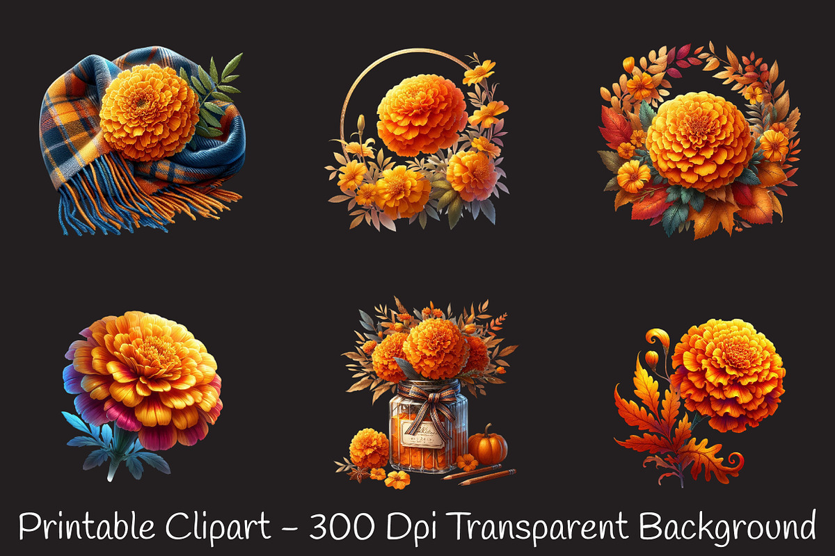 Fall Marigold Clipart, an Illustration by RobertsArt (Photo 6 of 7)
