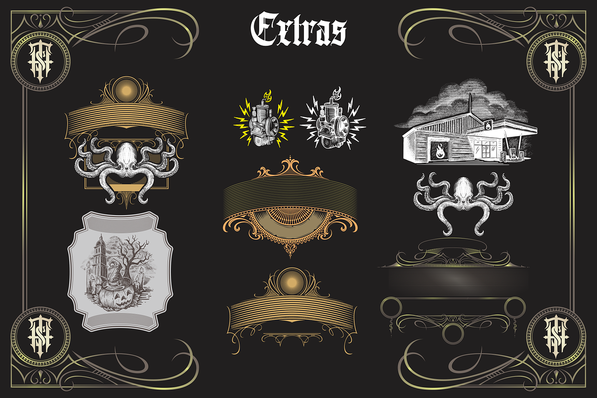 Dacttelyons + Extras, a Blackletter Font by Sitintahitam (Photo 8 of 8)