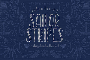 Sailor Stripes Font + Illustrations