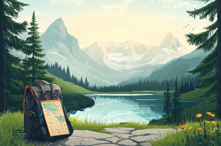 Backpack by Mountain Lake Hiking Adv, a Background Photo by Pixeness