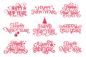 Happy New Year lettering typography