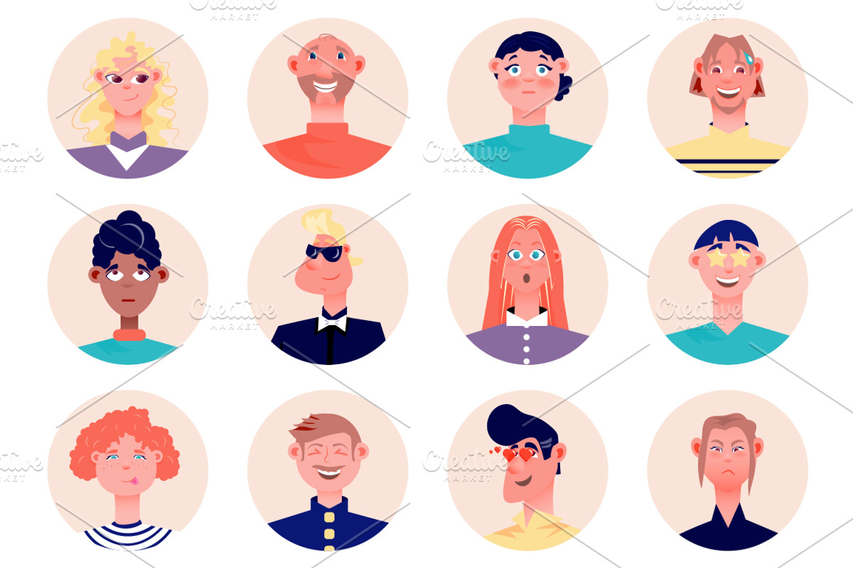 Cartoon People Avatars, an Emoji Icon by alexdndz (Photo 6 of 13)