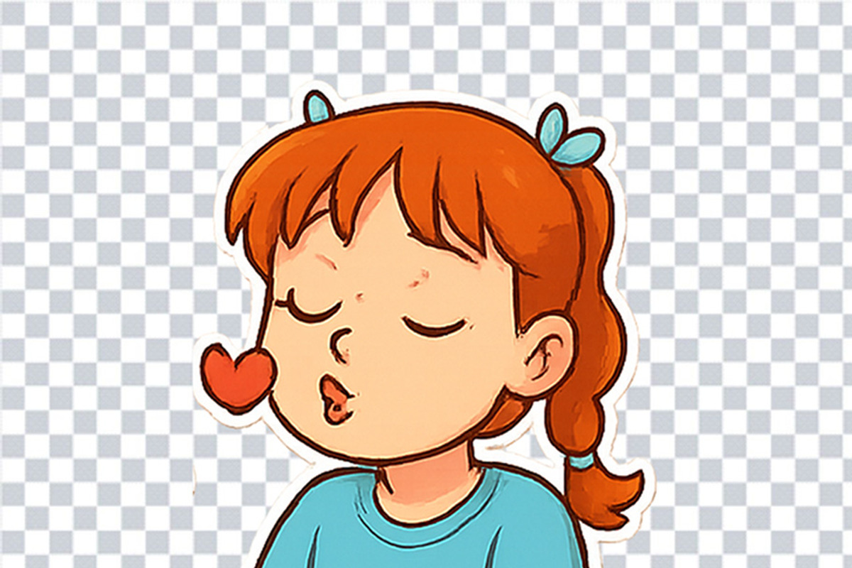 Cute Girl Emotions Sticker Pack, an Illustration by Svetlana Voloshina (Photo 3 of 4)