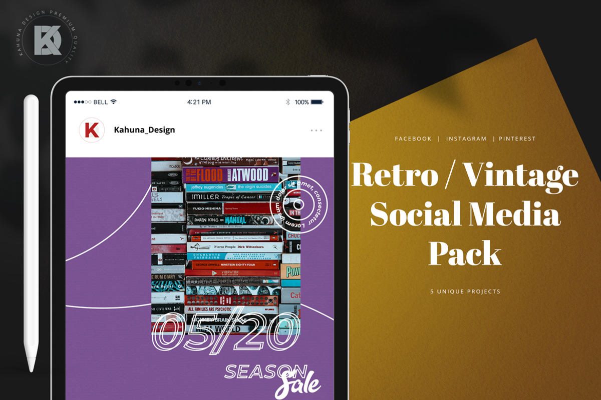 Retro / Vintage Social Media Pack, a Social Media Template by Kahuna Design (Photo 2 of 6)