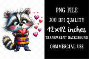 Whimsical Valentine Raccoon Clipart, an Illustration by Designking (Thumbnail 4 of 5)