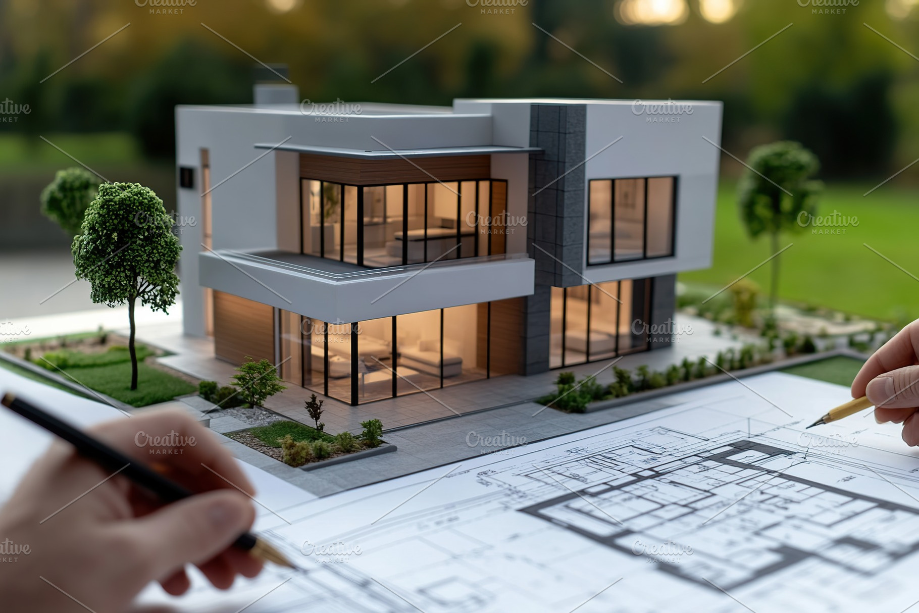 Architecture team working on house model building, an Architecture Photo by AlyaAnd