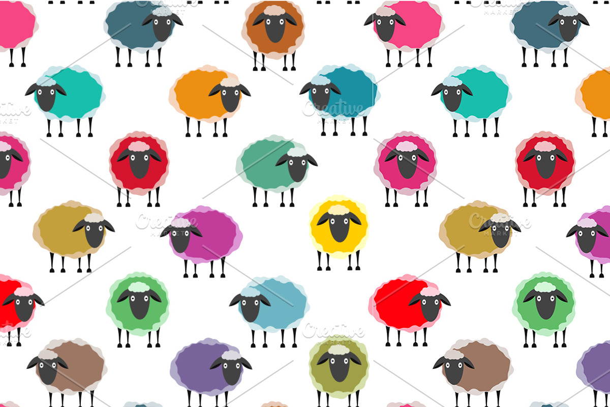 Seamless Sheep Patterns Collection preview 2