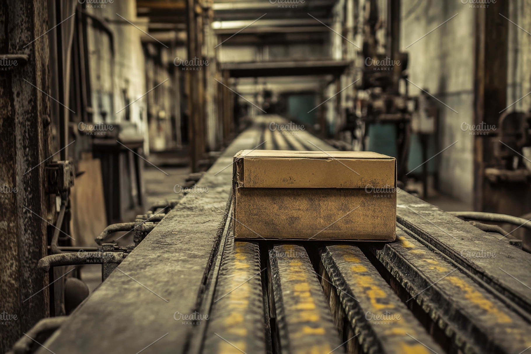 Industrial setting with a cardboard, a Photo by Tanuart