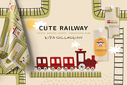 Kids cute railway collection, an Illustration by DigARTbyHavroshka (Thumbnail 1 of 9)