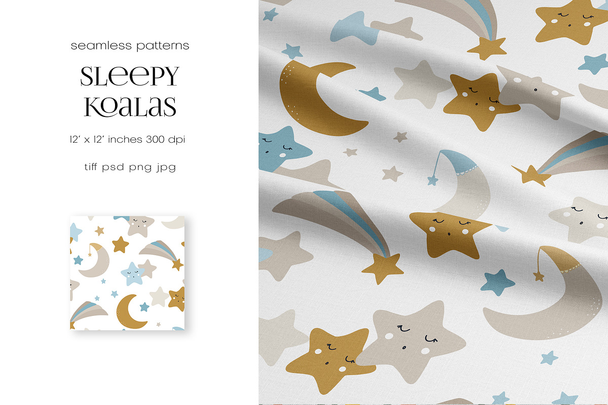 Sleepy Koalas – Seamless Patterns, a Pattern Graphic by PROTEA Watercolor Studio (Photo 5 of 9)