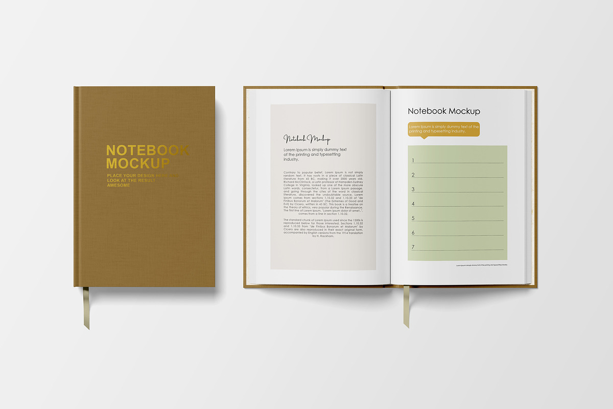 Notebook mockup, a Books & Magazine Mockup by graphiccrew (Photo 5 of 12)