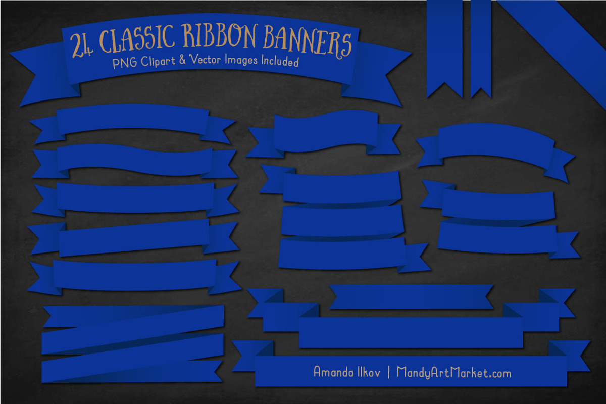 Royal Blue Ribbon Banner Clipart, an Illustration by Amanda Ilkov (Photo 2 of 4)